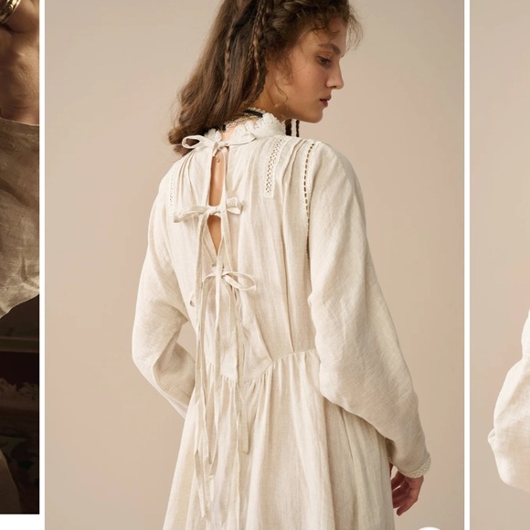 Linennaive Elegant Gray Lace-Trimmed Dress - Picture 4 of 7